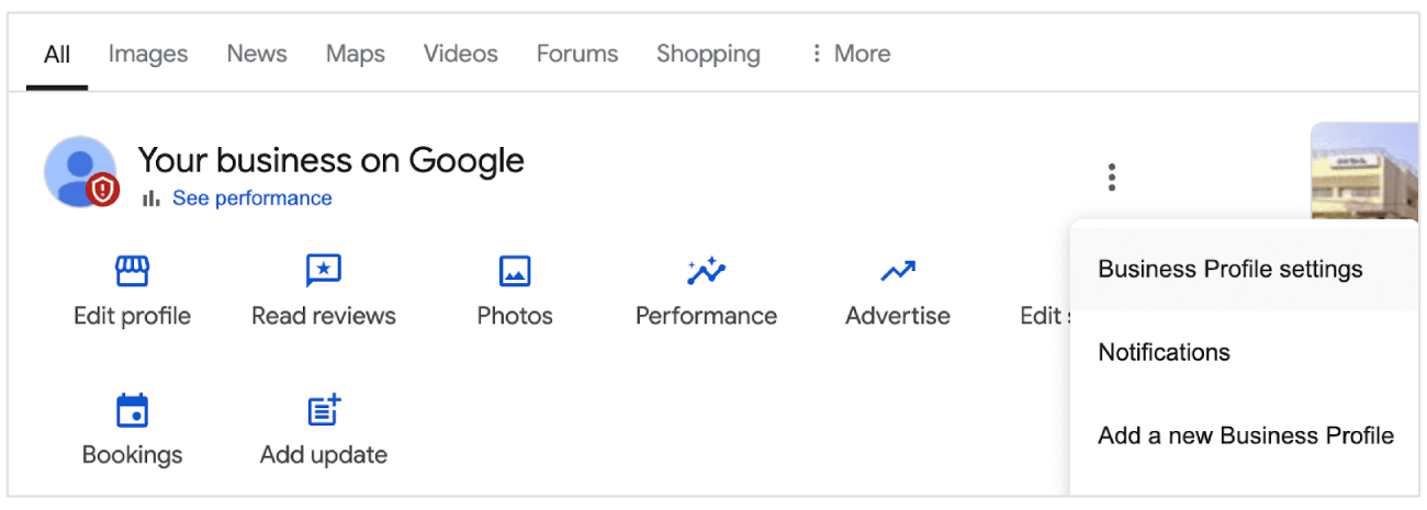 Google Business Profile settings